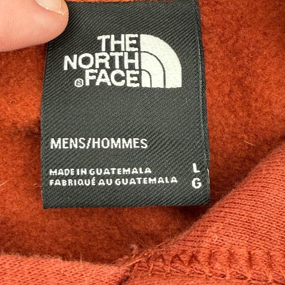The North Face Mens Large Rust Orange Logo Pullover Fleece Hoodie Sweatshirt